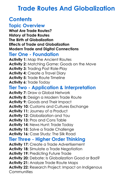 Trade Routes And Globalization Worksheet Activity Booklet