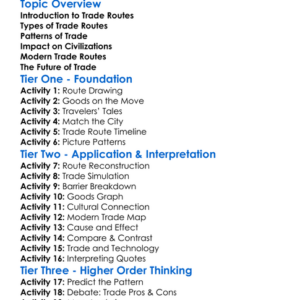 Trade Routes And Patterns Worksheet Activity Booklet