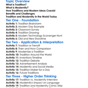 Tradition And Modernity Worksheet Activity Booklet