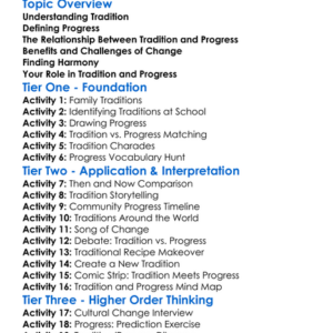 Tradition And Progress Worksheet Activity Booklet