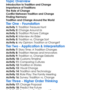 Tradition Vs Change Worksheet Activity Booklet