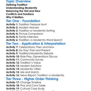 Tradition Vs Modernity Worksheet Activity Booklet