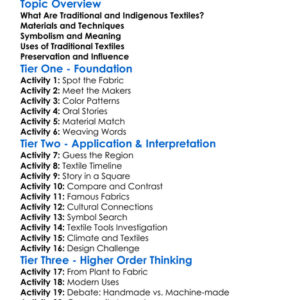 Traditional And Indigenous Textiles Worksheet Activity Booklet