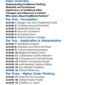 Traditional Clothing And Fashion Worksheet Activity Booklet