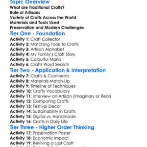 Traditional Crafts And Artisanship Worksheet Activity Booklet