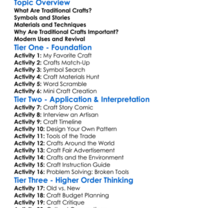Traditional Crafts Worksheet Activity Booklet