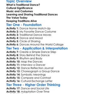 Traditional Dance Worksheet Activity Booklet