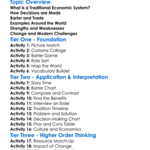 Traditional Economic Systems Worksheet Activity Booklet