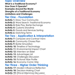 Traditional Economy Worksheet Activity Booklet