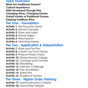 Traditional Games And Play Worksheet Activity Booklet