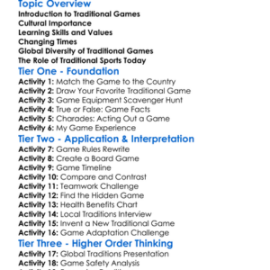 Traditional Games And Sports Worksheet Activity Booklet