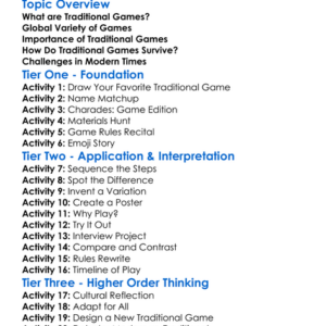 Traditional Games Worksheet Activity Booklet