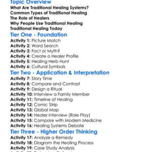 Traditional Healing Systems Worksheet Activity Booklet