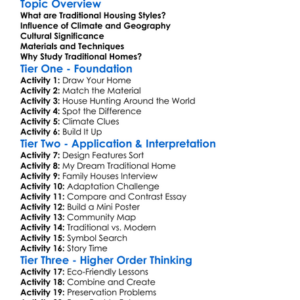 Traditional Housing Styles Worksheet Activity Booklet