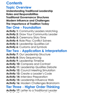 Traditional Leadership And Governance Worksheet Activity Booklet