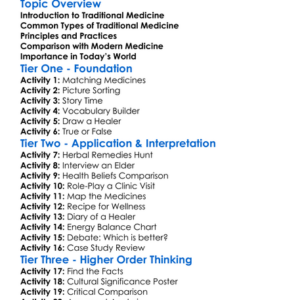 Traditional Medicine Systems Worksheet Activity Booklet