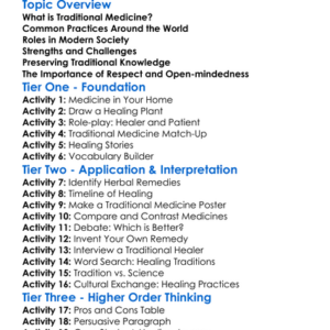 Traditional Medicine Worksheet Activity Booklet