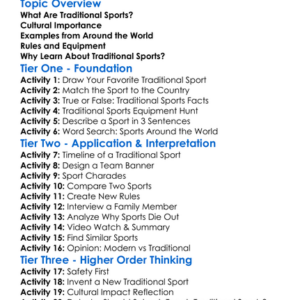 Traditional Sports Worksheet Activity Booklet