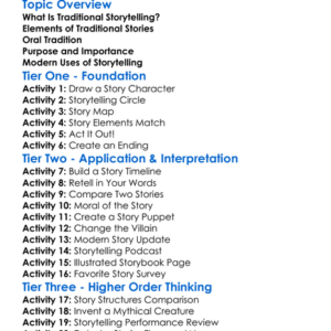 Traditional Storytelling Worksheet Activity Booklet