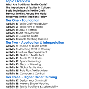 Traditional Textile Crafts Worksheet Activity Booklet