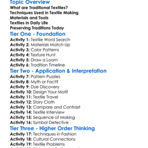 Traditional Textiles And Techniques Worksheet Activity Booklet