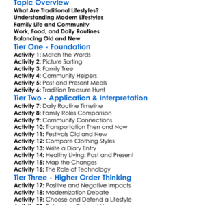Traditional Vs Modern Lifestyles Worksheet Activity Booklet