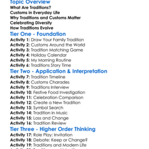 Traditions And Customs Worksheet Activity Booklet