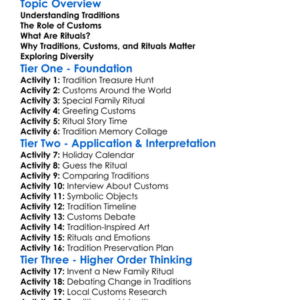 Traditions Customs And Rituals Worksheet Activity Booklet