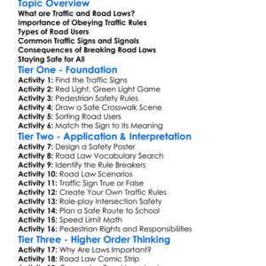 Traffic And Road Laws Worksheet Activity Booklet