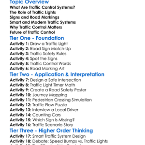 Traffic Control Systems Worksheet Activity Booklet