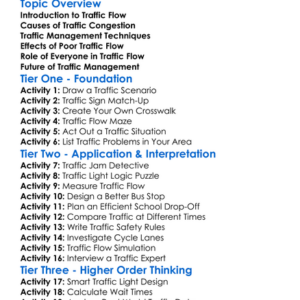 Traffic Flow And Management Worksheet Activity Booklet