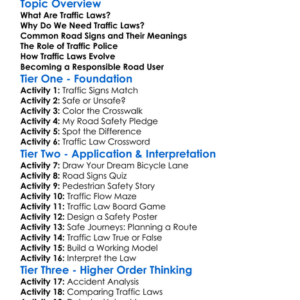 Traffic Law Worksheet Activity Booklet