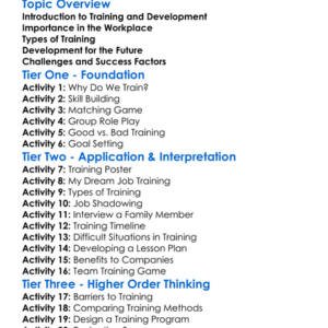 Training And Development Worksheet Activity Booklet