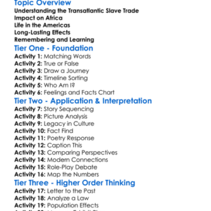 Transatlantic Slave Trade Legacies Worksheet Activity Booklet