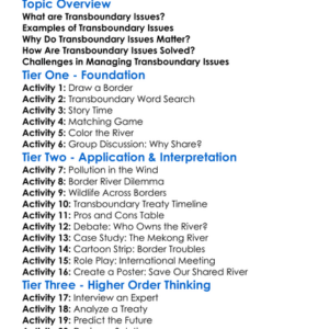Transboundary Issues Worksheet Activity Booklet