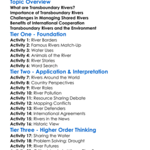 Transboundary Rivers Worksheet Activity Booklet