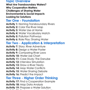Transboundary Water Issues Worksheet Activity Booklet