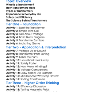 Transformer Worksheet Activity Booklet