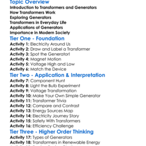 Transformers And Generators Worksheet Activity Booklet