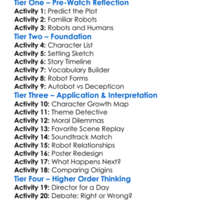 Transformers One 2024 Worksheet Activity Booklet