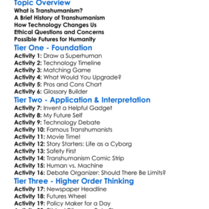 Transhumanism Worksheet Activity Booklet