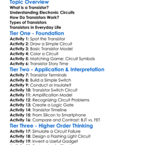Transistors And Circuits Worksheet Activity Booklet