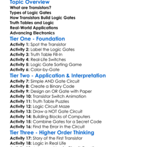 Transistors And Logic Gates Worksheet Activity Booklet