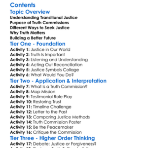 Transitional Justice And Truth Commissions Worksheet Activity Booklet