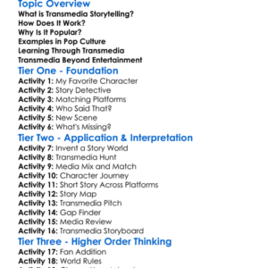 Transmedia Storytelling Worksheet Activity Booklet