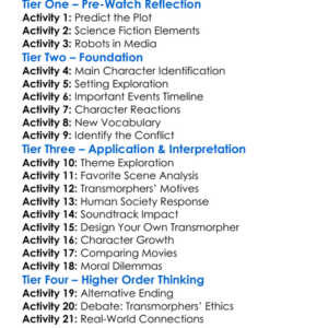Transmorphers Fall Of Man 2009 Worksheet Activity Booklet