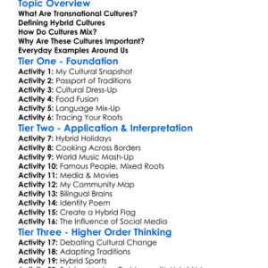 Transnational And Hybrid Cultures Worksheet Activity Booklet