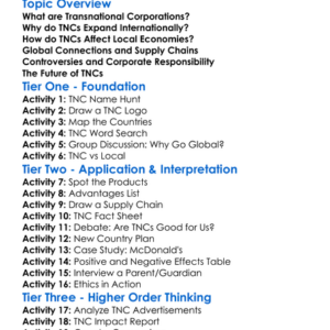 Transnational Corporations Worksheet Activity Booklet