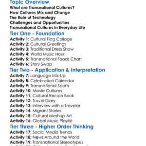 Transnational Cultures Worksheet Activity Booklet