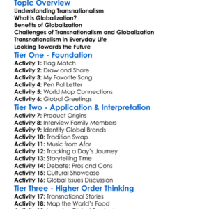 Transnationalism And Globalization Worksheet Activity Booklet